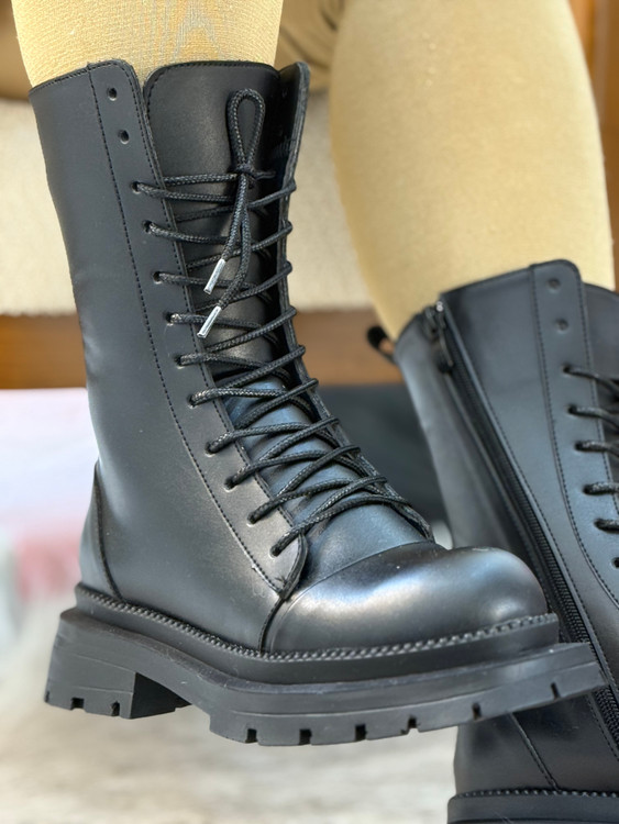 نیم بوت بلند بندی مشکی